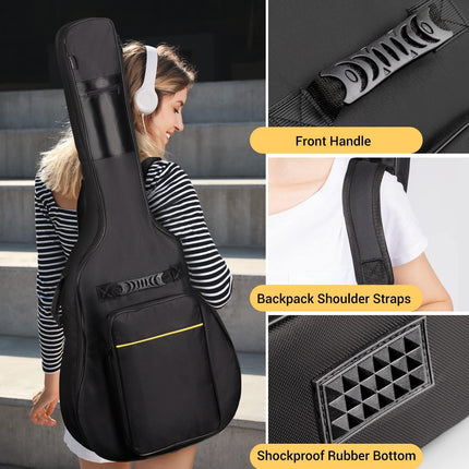 41 In Acoustic Guitar Gig Bag with 0.35 In Padding, Black