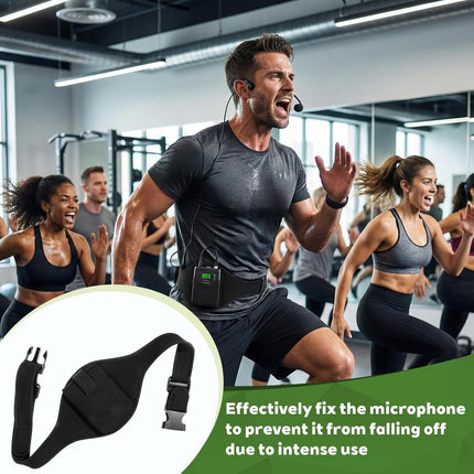 8 Pcs Mic Belt, Black Wireless Mic Pack Belt with Anti Dropping Strap Adjustable Neoprene Belts Waistband Bag