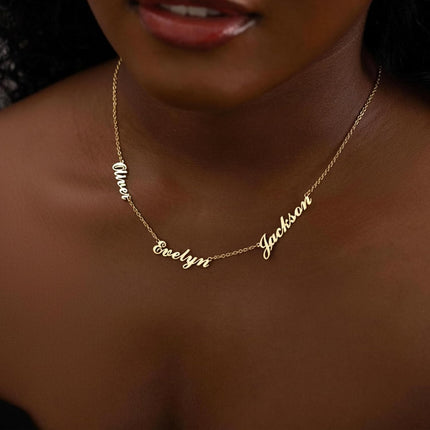 Custom 18K Gold-Plated Multiple Name Necklace for Women