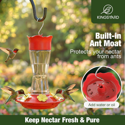 2-Pack Clear Glass Hanging Hummingbird Feeders, 10 oz