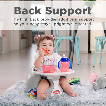 My Floor Seat Portable Baby Chair with Soft Foam Cushion, Safety Harness, and High Back Design - 4+ Months - Gray