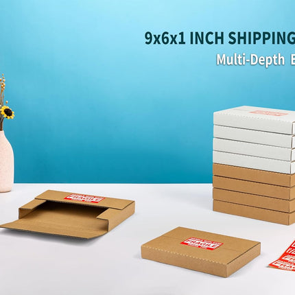 9x6x1 Inch Shipping Boxes for CD, DVD, and Book Mailing, 25 Pack