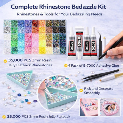 40-Color Resin Jelly Flatback Rhinestone Bedazzling Kit