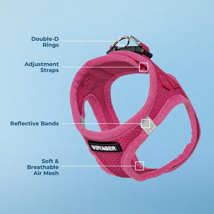 Fuchsia Step-In Air Mesh Pet Vest Harness, Small
