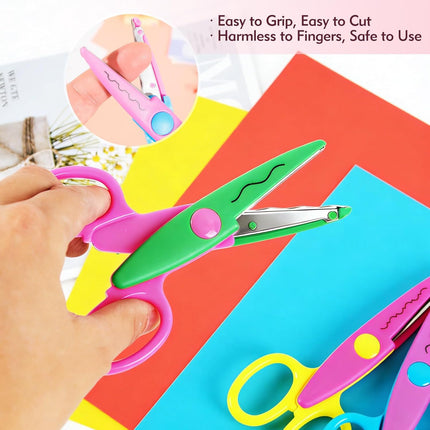6pcs Craft Scissors, Decorative Edge for Scrapbook & School