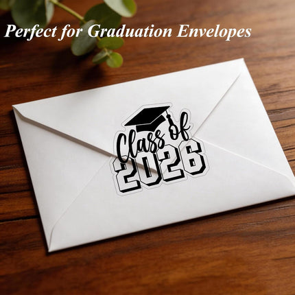 60pcs Class of 2026 Graduation Stickers, 2 Inch Clear Gold Foil Waterproof Vinyl Seals