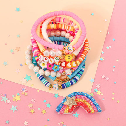 Friendship Bracelet Set for Women - 11 Pack Colorful Beaded Clay Stretch Bracelets