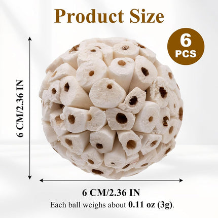 6-Pack Natural Sola Ball Bird Chew Toys, 2.36 in