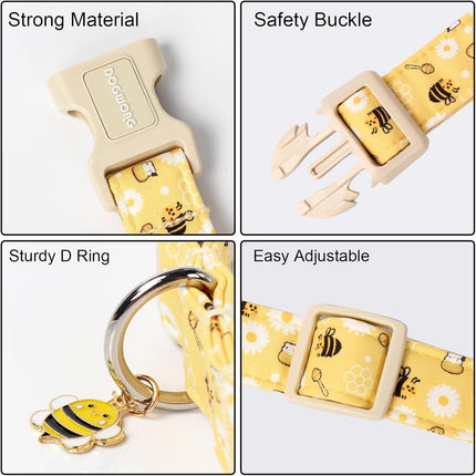Yellow Bee Adjustable Dog Collar for Dogs, Size M