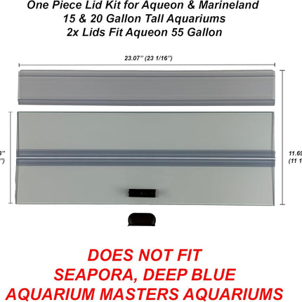 Glass Canopy Aquarium Lid for 15 & 20 Tall Fish Tanks