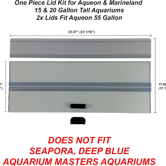 Glass Canopy Aquarium Lid for 15 & 20 Tall Fish Tanks