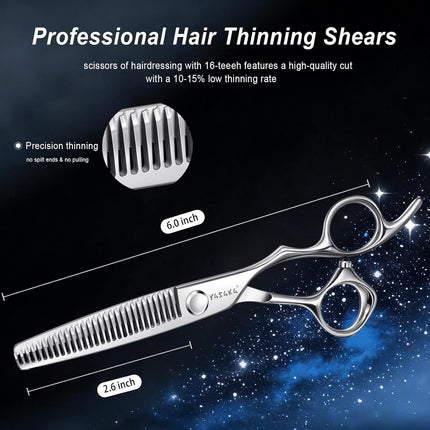 6-Inch High-End Thinning Shears with 29-Tooth Convex Blades