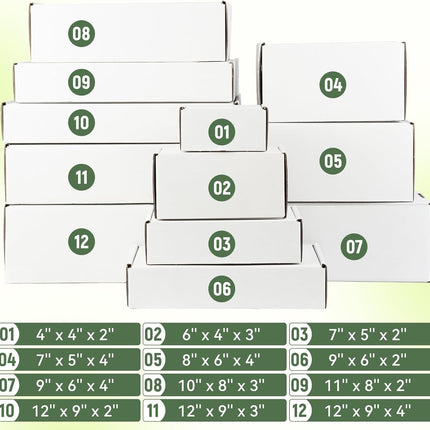 12"x9"x4" White Corrugated Shipping Boxes, Set of 5