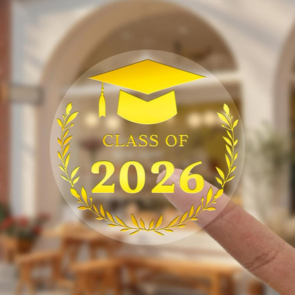 SourcetoHome 100xGraduation Stickers, Class of 2026 Transparent Foil Labels, Gold/Silver/Rose Round Seals, Perfect for Graduation Cards, Invitations, Gift Wrapping, and Party Favors (Class of 2026 - Gold Foil) - General - detail view 3