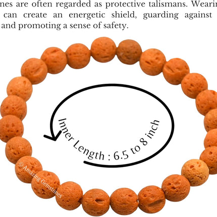 Orange Lava 8mm Gemstone Crystal Stretch Bracelet