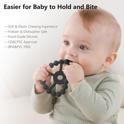3 Pack Silicone Ring Teether Toys for Babies