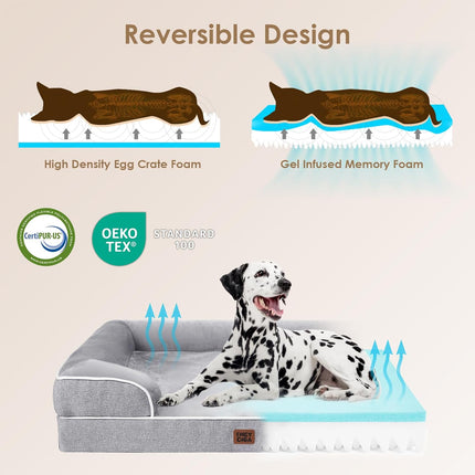 Orthopedic Extra Large Dog Bed with Sides, 44 x 32 Inch, Grey
