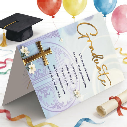 SourceToHome FuenteACasa Christian Graduation Card, Religious Graduation Gift for Her Him Family — Home & Lifestyle