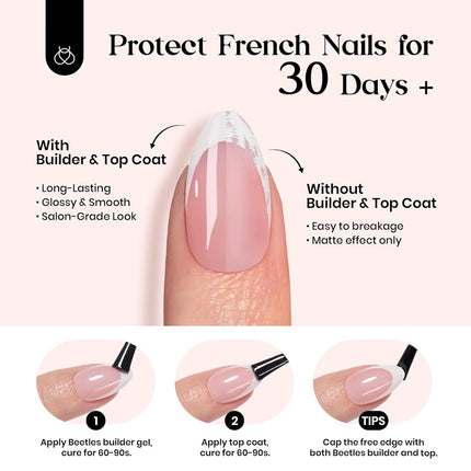 French Tip Press-On Nails, 150-Piece Pink Short Square Soft Gel Nail Tips