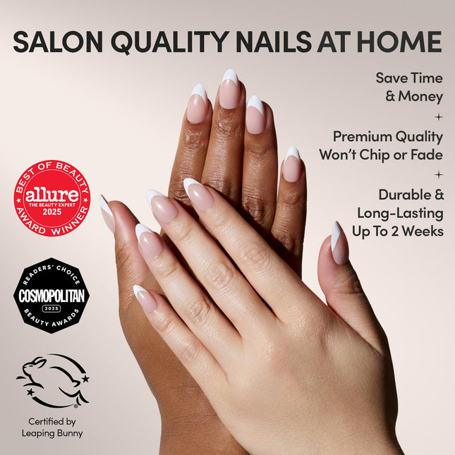 MaDamn French Tip Short Almond Press-On Nails Kit