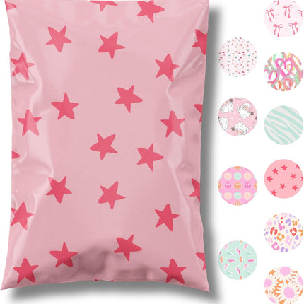 14.5x19 Seeing Stars Pink Designer Poly Mailers, 100 Pack