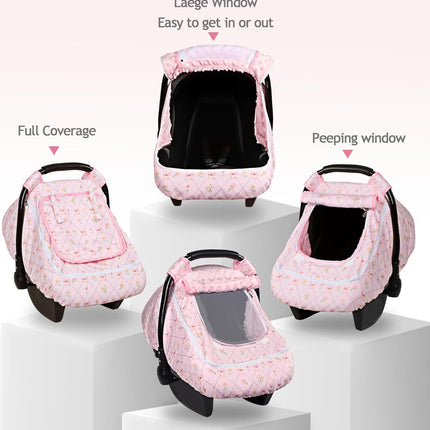 Infant Car Seat Cover with Mesh for Baby Girls