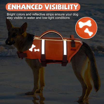 XL Dog Life Jacket in New Orange