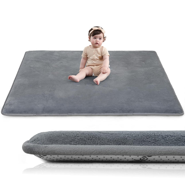 Baby Floor Play Mat, 1.3 in Thick, 50 x 50 in, Dark Grey