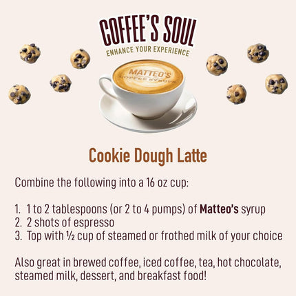 Cookie Dough Syrup for Coffee, Lattes, Cappuccinos & Desserts - Sugar-Free, Keto Friendly, Zero Calories, Non-Alcoholic, 33.8oz 1pk