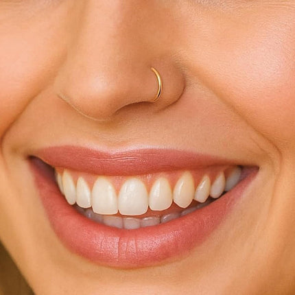 Gold Nose Ring - Tiny Thin 20 Gauge 7mm 14k Gold Filled Nose Hoop