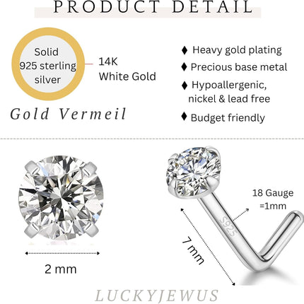 LUCKYJEWUS 925 Sterling Silver Nose Rings Studs for Women Men — Home & Lifestyle