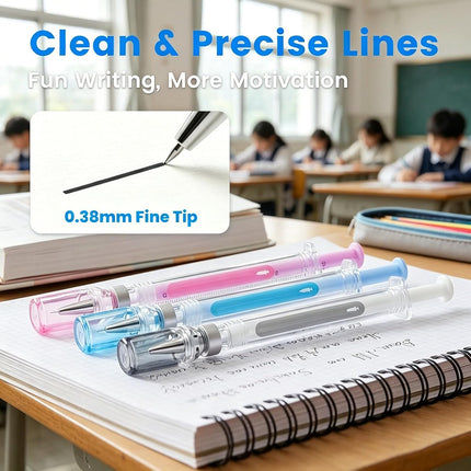 9-Pack Syringe-Shaped Gel Ink Ballpoint Pens