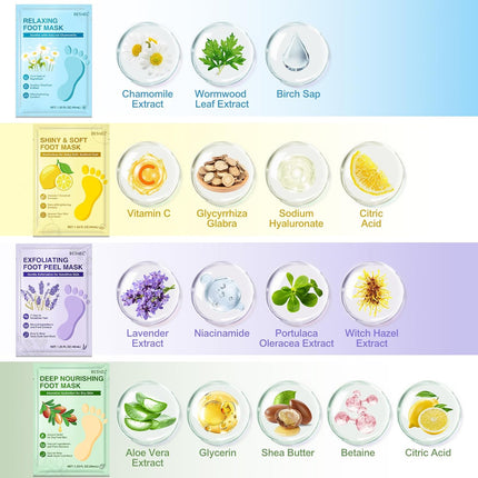 8 Pack Moisturizing Foot Masks for Dry Cracked Feet