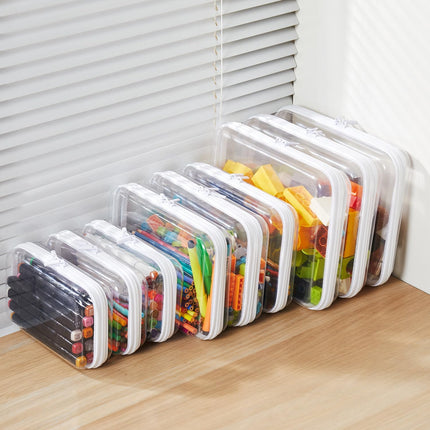 2-Piece Large Clear Zipper Bag Set with Hard Shell