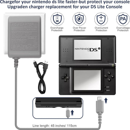 DS Lite Power Charger Wall Plug Adapter with USB Charging Cable