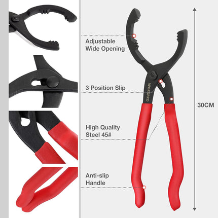 12-Inch Adjustable Oil Filter Pliers