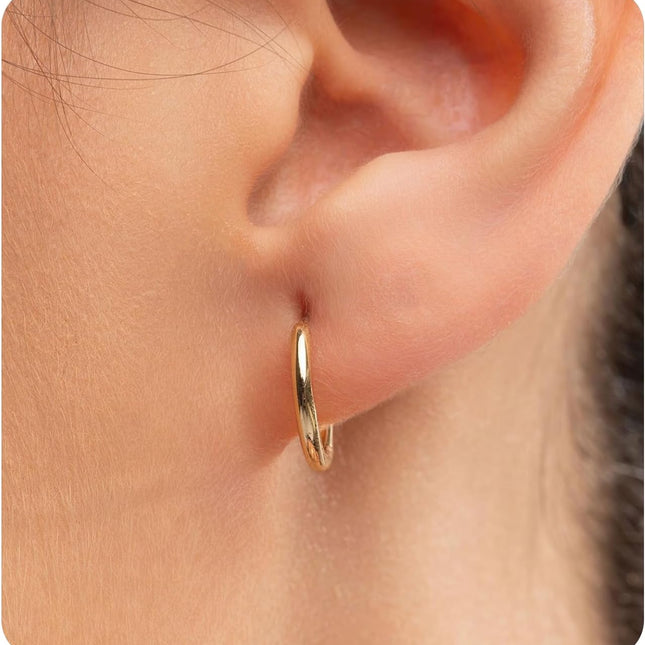 Hypoallergenic Titanium Hoop Earrings, Gold 12mm