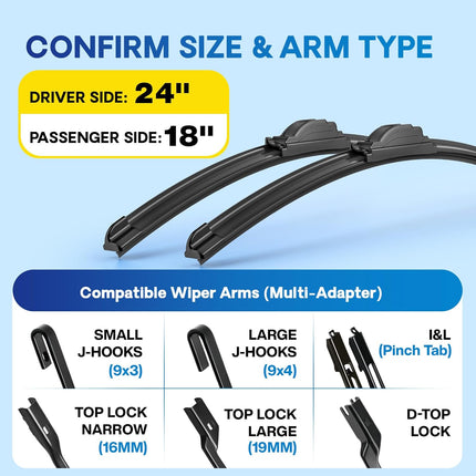24-Inch and 18-Inch All-Season Windshield Wiper Blades, Pack of 2