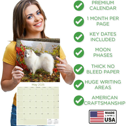 American Eskimo 2026 16-Month Dog Wall Calendar