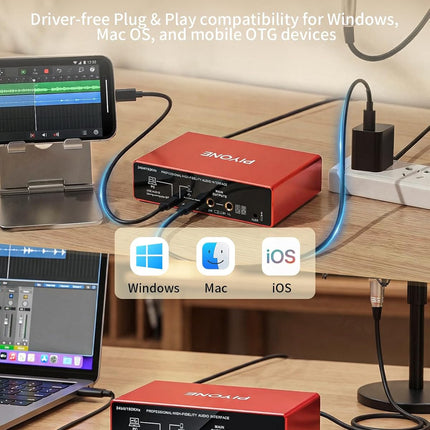 2x2 24-bit/192kHz Audio Interface for PC, Mac & iOS Recording - Alloy Red