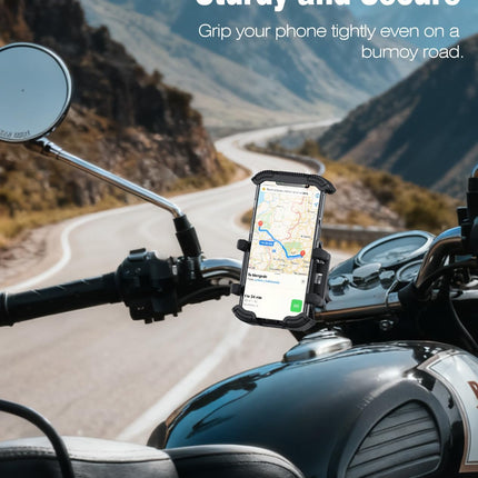 Shock-Absorbing Handlebar Phone Mount for Bikes, Scooters, and Motorcycles