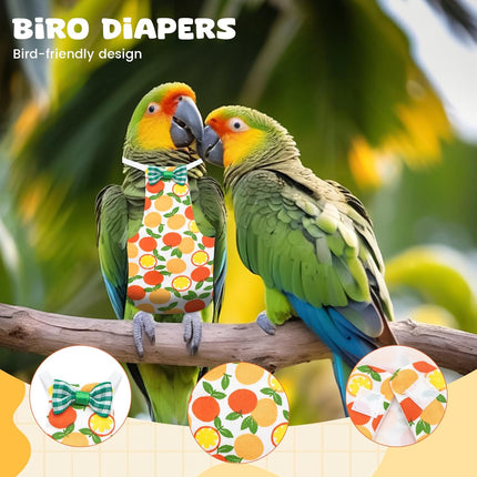 4-Piece Reusable Bird Diaper Set with Adjustable Straps