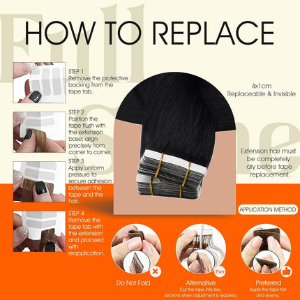 18-Inch Jet Black Remy Human Hair Tape-In Extensions
