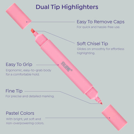 Aesthetic Pastel Dual Tip No Bleed Highlighters for Bible and Journaling