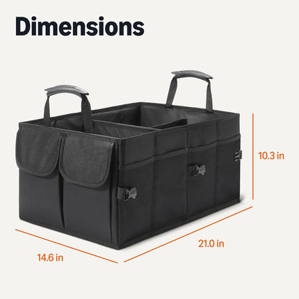 Black Foldable Multi-Compartment Car Trunk Organizer, 13.5 Gallon