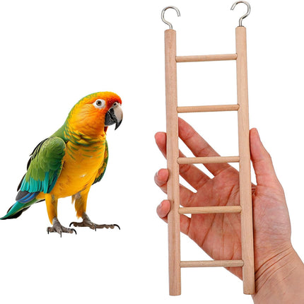 4-Piece Natural Pine Wood Bird Ladder Set for Cages