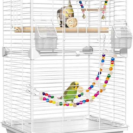 24.8 Inch White Bird Cage for Parakeets, Cockatiels, Lovebirds & Small to Medium Birds