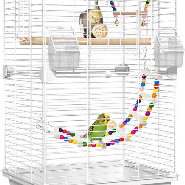 24.8 Inch White Bird Cage for Parakeets, Cockatiels, Lovebirds & Small to Medium Birds