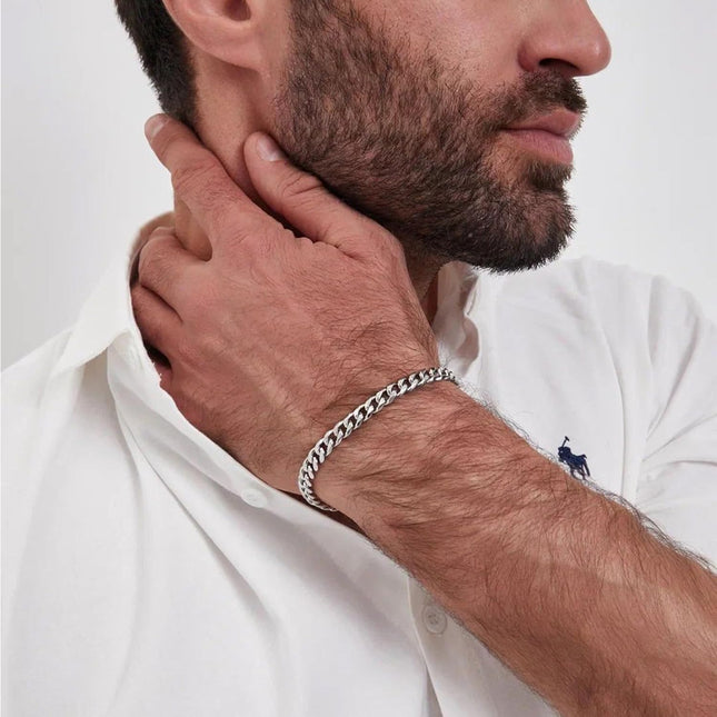 Silver Stainless Steel Men's Bracelet 2 Pack