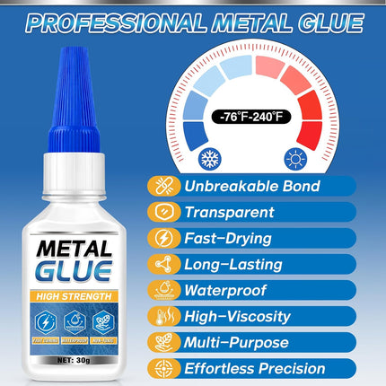 Metal Glue, Super Glue for Metal 30g Heavy Duty Instant Adhesive